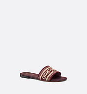 Dior Dway Slide Burgundy Embroidered Cotton KCQ166ERC_S16V - 4