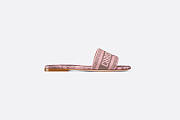 Dior Dway Slide Pink and Gray Embroidered Cotton with Toile de Jouy Sauvage Motif - 3