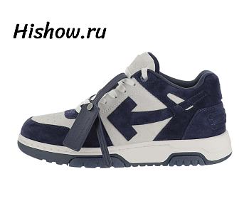 OFF-WHITE Out Of Office OOO Low Tops White Navy Blue Suede OMIA189F22LEA0020142