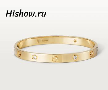 Catier Love Bracelet 4 Diamonds Yellow Gold 6.1 mm