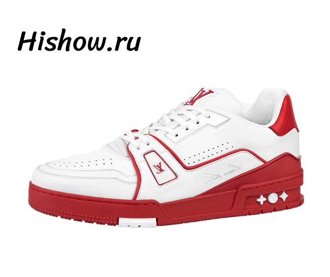 Louis Vuitton Trainer White Red Signature - 1