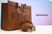 Fendi Sunshine Medium Brown Leather Shopper Medium - 2