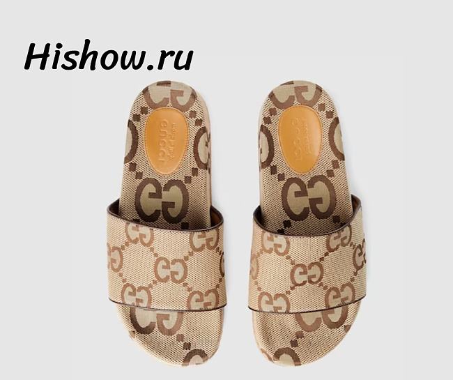 Gucci Canvas Slide Sandal Camel 624695 UKOD0 2673 - 1