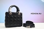 Dior Lady Mini Bag Metallic Leather Black 15x18x9cm - 6