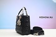 Dior Lady Mini Bag Metallic Leather Black 15x18x9cm - 3