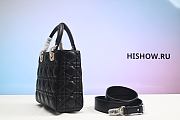 Dior Lady Mini Bag Metallic Leather Black 15x18x9cm - 2