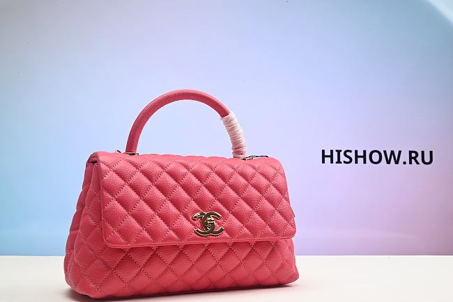 Chanel Flap Pink Bag With Top Handle Grained Calfskin 24x10x14cm - 1