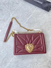 Dolce & Gabbana Medium Devotion Bag in Quilted Nappa Leather Burgundy - 4