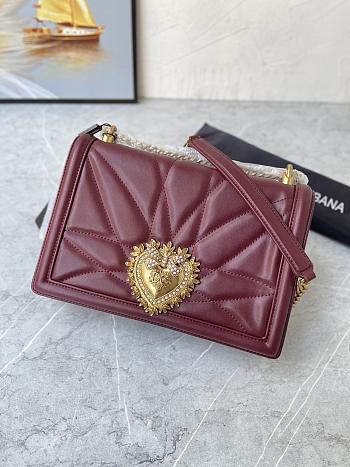 Dolce & Gabbana Medium Devotion Bag in Quilted Nappa Leather Burgundy