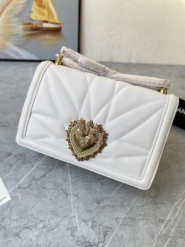 Dolce & Gabbana Medium Devotion Bag in Quilted Nappa Leather White - 1