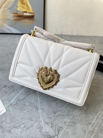 Dolce & Gabbana Medium Devotion Bag in Quilted Nappa Leather White