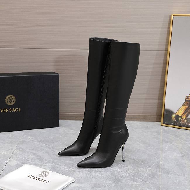 Versace Pin-Point Knee-High Boots Black - 1