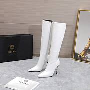 Versace Pin-Point Knee-High Boots White - 1