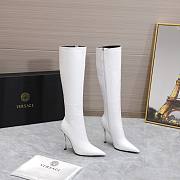 Versace Pin-Point Knee-High Boots White - 3