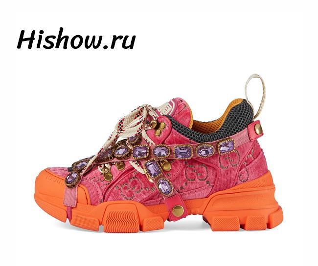 Gucci Flashtrek Sneakers With Removable Crystals Orange - 1