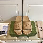 Gucci Interlocking G Platform Slip-On Slides Beige - 1