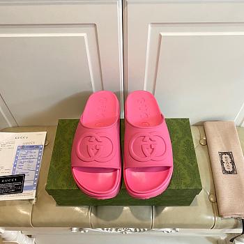 Gucci Interlocking G Platform Slip-On Slides Pink