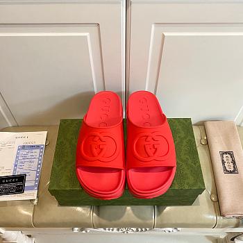 Gucci Interlocking G Platform Slip-On Slides Red