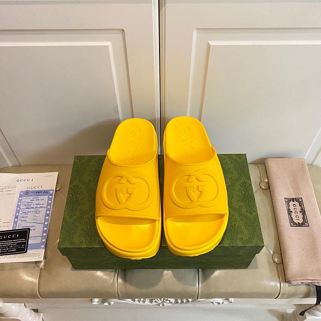 Gucci Interlocking G Platform Slip-On Slides Yellow - 1