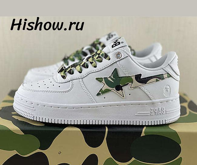 A Bathing Ape Bape Sta Low White ABC Camo Green  1H20191045-GRN - 1