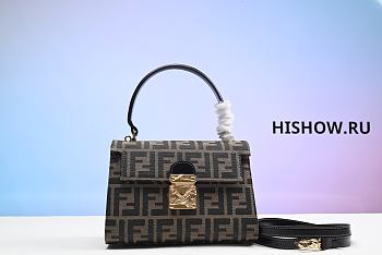 Fendi Zucca Pattern Handbag Brown Golden Size 29x21x11CM