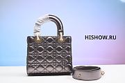 Dior Lady Tote Metallic Grey Cannage Size 24x12x20CM - 2