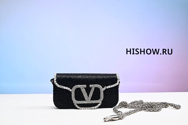 VALENTINO LOCO MICRO BAG WITH CHAIN AND JEWEL LOGO - 1