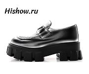 Prada Brushed Leather Monolith Loafers Black  - 1