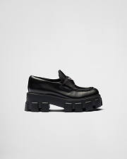 Prada Brushed Leather Monolith Loafers Black  - 5