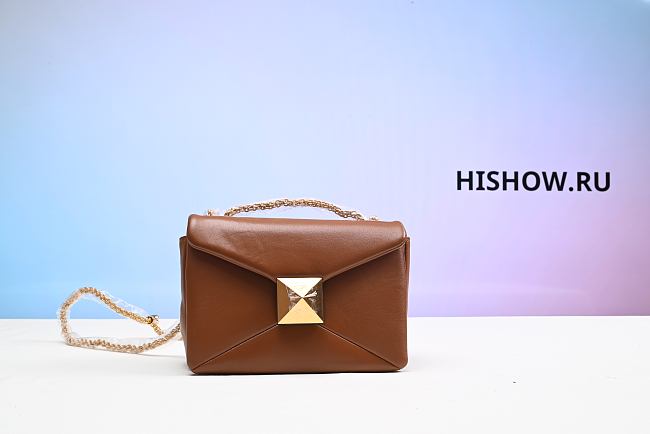 VALENTINO ONE STUD NAPPA BAG WITH CHAIN ORANGE - 1