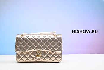 Chanel Flap Bag Metallic Lambskin Rose 20x12x6cm