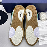 Dior B27 Low Turquoise and Cream Smooth Calfskin and Cream Dior Oblique Jacquard Canvas - 4