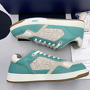 Dior B27 Low Turquoise and Cream Smooth Calfskin and Cream Dior Oblique Jacquard Canvas - 3
