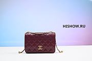 Chanel Mini Flap Bag Calfskin Burgundy 12x19x8Cm - 1