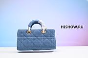 Dior Lady D Joy Blue Denim Macrocannage Size 26x14x6CM - 3