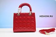 Dior Lady Red Cannage Patent Leather 15x16x7cm - 3