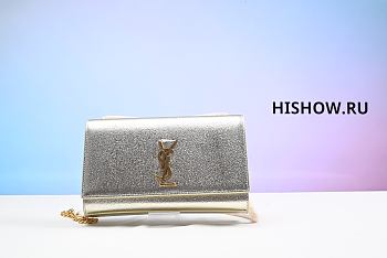YSL Gold Crackle Kate Flap Bag 24×14x5cm