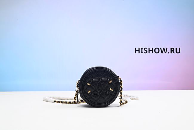 Chanel Caviar Skin CC Filigree Noir Black 12x12x4cm - 1
