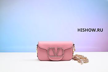 VALENTINO LOCO MICRO BAG WITH CHAIN AND JEWEL LOGO PINK