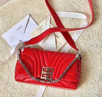 Givenchy 4G Soft Bag in Quilted Leather with Chain Red 25x15x6cm 
