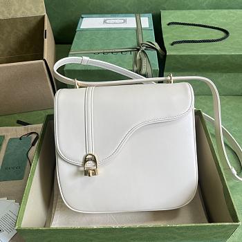 GG Equestrian Inspired Shoulder Bag White SIZE 21x20x7CMS