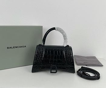 Balenciaga Hourglass Crocodile Black SIZE 23X15X10CM