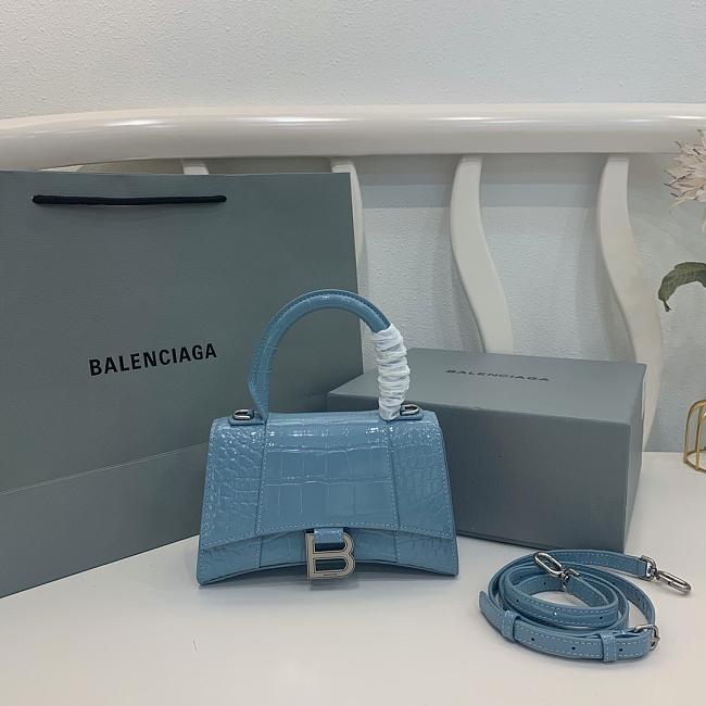 Balenciaga Hourglass Crocodile Blue SIZE 19X13X8CM - 1