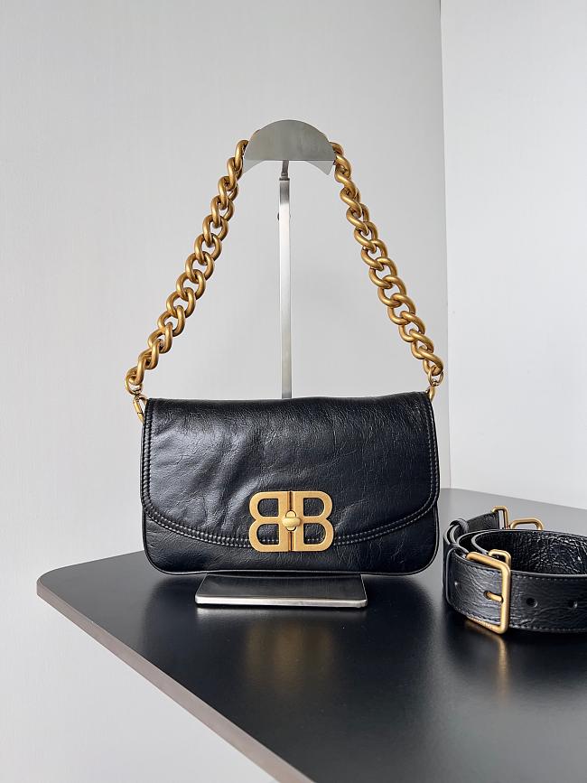 Balenciaga Soft Flap Bag In Black Gold SIZE 23.5X24.8X3CM - 1