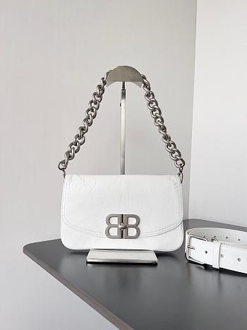 Balenciaga Soft Flap Bag In White SIZE 23.5X24.8X3CM