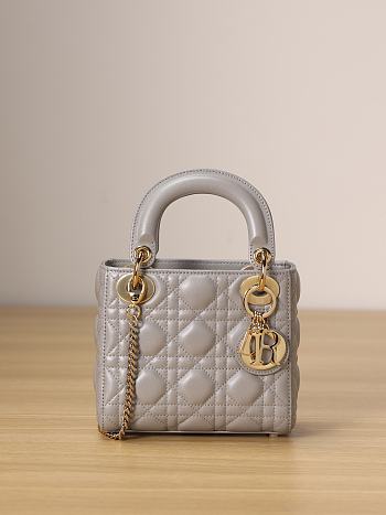 Dior Mini Lady Bag Gray Cannage Lambskin Size 17x15x7cm