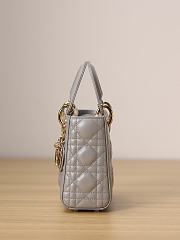 Dior Mini Lady Bag Gray Cannage Lambskin Size 17x15x7cm - 3
