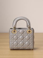 Dior Mini Lady Bag Gray Cannage Lambskin Size 17x15x7cm - 4