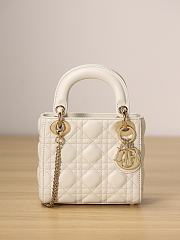 Dior Mini Lady Bag White Cannage Lambskin Size 17x15x7cm - 3