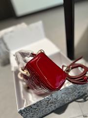 Dior Ladybag Red Patent Cannage Calf Size 20CM - 3